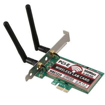 2 antena placa de retea 4G/5G 300Mbps PCI-E X1 WiFi Wireless Adaptor de Card Chipset pentru BCM4322 wbe3220