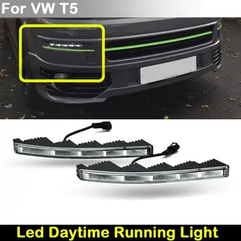 2 buc Pentru VW T5 Multivan 2010-2015 Obiectiv Clar Masina Fața Albă Lampa LED DRL Daytime Running Light