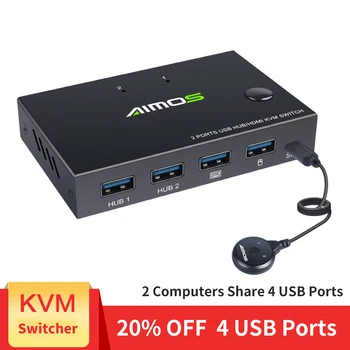 2 în 1 4K USB compatibil HDMI Switch KVM Cutie pentru 2 PC-ului de Partajare de Mouse Tastatura Imprimanta Plug Play Video Display USB Splitter