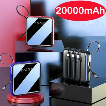 20000mAh Mini Power Bank Construit în Cablu Încărcător Portabil Powerbank pentru iPhone 13 12 pro Samsung S22 S21 Huawei, Xiaomi Poverbank
