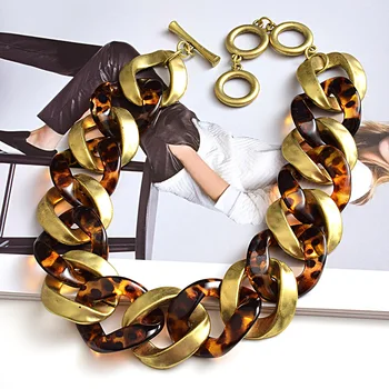 2020 Declarație de Moda Femei acrilice mare lanț colier vintage, rafinat de metal geometrică colier banchet bijuterii