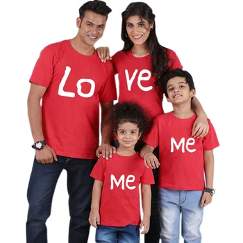 2020 NOI de Vara a Familiei de Potrivire Haine cu maneci Scurte T-shirt MĂ IUBEȘTI Scrisoare imprimeu haios Cuplu Maxim Băiat Haine de Fata