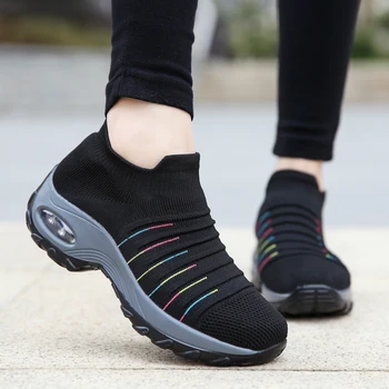 2021 Primăvară Femei Pantofi Respirabil Femeie Plat Aluneca pe Platforma Tenis pentru Femei Ciorap Plasă Adidasi Pantofi zapatillas aire mujer