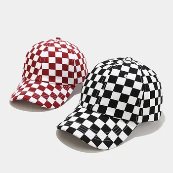 2022 Alb-Negru Carouri Tip Tablă De Șah De Imprimare Șapcă De Baseball Femei Bărbați Harajuku Hip-Hop În Aer Liber Protecție Solară Reglabil Trucker Hat