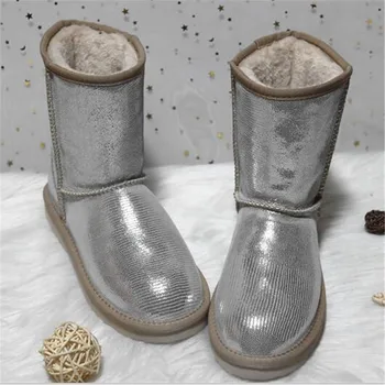 2022 Moda Noua Non-alunecare de Femei Cizme de Zăpadă 100% Genuine piele de Vacă din Piele rezistent la apa la Jumătatea Vițel Cizme Cald Cizme de Iarna pentru Femeie Pantofi
