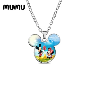 2022 Noi Mickey Minnie Mouse Pandantiv Mouse Cap Colier În Formă De Cupolă De Sticlă Foto Cadouri Bijuterii Fani