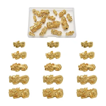 20buc/cutie Reale Aur 24K Placate cu Aliaj Margele Pixiu Chineză Norocos Margele Farmecele Pentru Manual DIY Brățară Bijuterii
