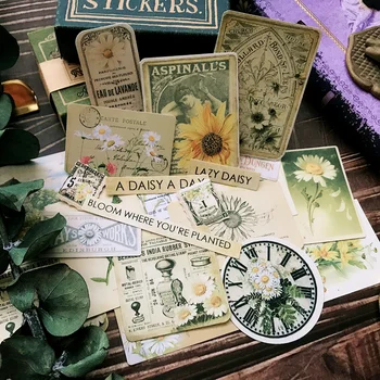 23 Buc Daisy Junk Jurnalul Efemere Epocă Autocolant Retro Flori de Plante Eticheta DIY Album Estetice Autocolant Scrapbooking Material