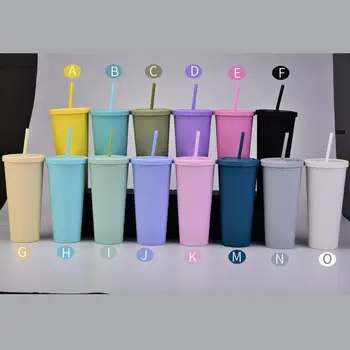 24OZ Creative Paie Cupa Mată Cupa Colorate, Cafea, Suc de Paie Cana Simplu Drăguț Roșu Net de Plastic de Jos în aer liber Portabil Cupa