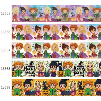 25MM, 38MM Halloween Disney Hocus Pocus Fată de Desene animate Grosgrain Panglică Imprimată pentru Hairbows Meserii DIY