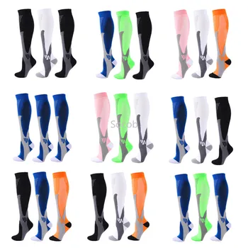 3 Buc/set Șosete de Compresie Funcționare Sport Ciorapi de 20-30 Mmhg Bărbați Femei Fotbal Maraton de Ciclism Fotbal Varice Șosete