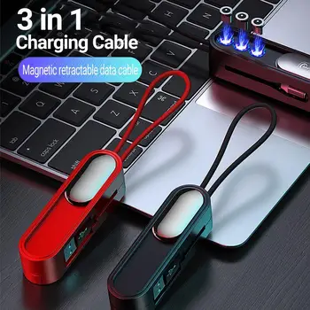 3 în 1 Cablu de Încărcare Magnetic pentru Android/pentru Apple/Tip C de Încărcare Cablu de Date Conectați Juca Rapid de Încărcare Cablu Adaptor
