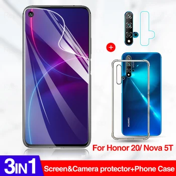 3 în 1 Hidrogel Film + Caz + Bleme Pe Pentru Huawei Honor 20 pro 9X 8a pro 8X, 8S Caz Pentru Huawei Y9S Y6S 2020 Y5 Y6 Y7 Y9 2019