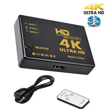3 în 1 iesire HDMI compatibil cu Comutator Video Splitter 4K*2K UHD 1080P 3 Port Selector 3x1 cu Remote Control Pentru PS3, PS4, PC-ul HDTV