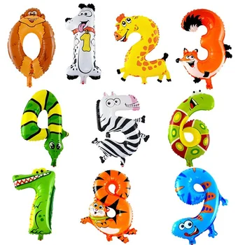 30-50cm de 16 Inci de Desene animate de Animale Numărul Baloane Folie Pălărie de Partid Cifre Petrecere de Aniversare pentru Copii Jucarii