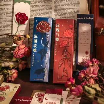 30buc/Set Japonez Romantic Rose Decorative Marcaje Roșii de Flori de Trandafir, Frunze Model Vintage Hârtie Semne de Carte