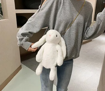 30cm Jucărie Moale Bunny Sac de Iepure de Desene animate Umeri Geanta Jucărie Amuzant Bunny Drăguț Papusa Sling Bag de Mare Capacitate