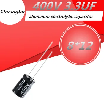 30PCS Higt calitate 400V3.3UF 8*12mm 400V 3.3 UF 8*12 aluminiu electrolitic condensator 3300NF 20%
