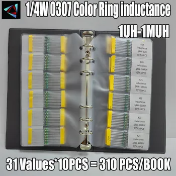 310PCS 1/4W Inductor Sortiment Set 0307 0.25 W Culoare Inel de Inductanță 1UH-1MH 31Values*10buc Inductoare Asortate Set Kit de Carte