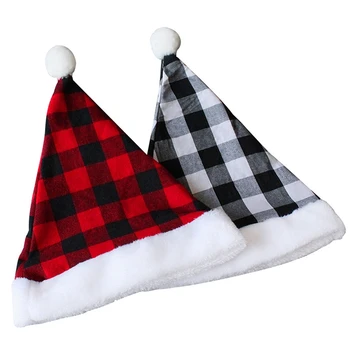 31X41CM Nou Moș Crăciun Crăciun Pălării Roșii Negru Carouri Xmas Capac Decoratiuni de Craciun Pentru Casa de Craciun Capac