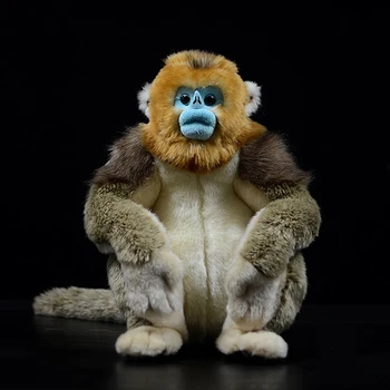 32CM Mare de Aur Cârn Maimuță Animal de Pluș Jucării Stând Realiste Moale părul Lung Maimuțe de Pluș Jucărie Cadouri