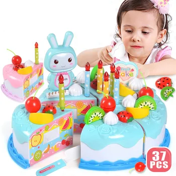 37pcs/set Bucatarie Jucarii Tort Alimente DIY Pretinde Joc de Tăiere de Ziua Jucărie Crema de Fructe de Ziua de Învățământ Cadou Pentru Copii Fete