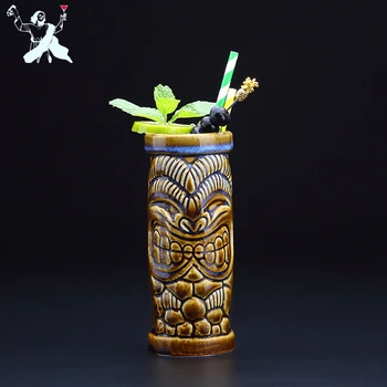 390ml Hawaii Ceramice Tiki Cana Creative de Porțelan, Căni de Bere, Vin, Cana Cana de Paste Islander Bar Instrument