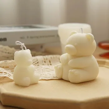 3D Drăguț Animal Stereo Urs în Formă de Silicon Lumânare Mucegai Pentru Desktop Ornament Handmade Lumanare Aromatherapy Săpun Rășină Epoxidică Mucegai