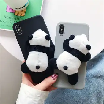 3D Drăguț de Pluș Jucărie Panda Caz Pentru iphone 12 mini 11 pro max capacul din Spate Pentru iphone 7 8 6 6S Plus X XR XS Max 8plus cazuri coque