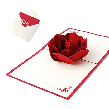 3D Pop-Up Felicitari Rose Card cu Plicuri pentru Soția Fiica Mama Prietenele Aniversare de Nunta Ziua Îndrăgostiților