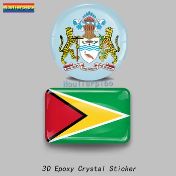3D Rășină Epoxidică Cupola Auto Autocolant Guyana Drapelul Național cu Emblema din PVC Masina Casca Motocicleta Cărucior Caz Laptop Vinil Muri Tăiat Decal