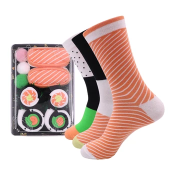 3Pairs Sushi Sosete pentru Femei Sosete Personalizate de Design de Craciun Set Cutie de Cadou Șosete Fericit Harajuku Skate Bumbac Sokken Cadou Fericit