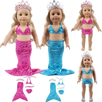 4 Buc / Set Sirena de costume de Baie Pentru 18 Inch American Doll Fata Jucărie 43 cm Născut Haine pentru Copii Accesorii Generația Noastră