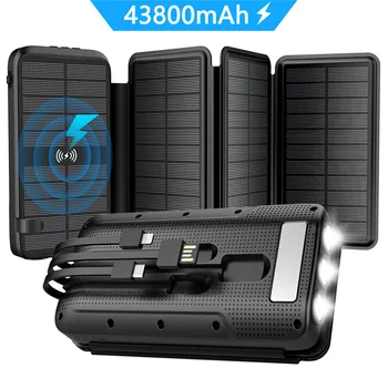 43800mAh Solar Power Bank Rapid Încărcător Wireless Qi pentru iPhone 12 Samsung, Huawei, Xiaomi Poverbank PD 20W Încărcare Rapidă Powerbank