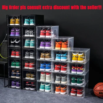 4buc de Plastic Transparent de Pantofi Cutii de Depozitare Clar Adidași AJ Caz de Afișare de Înaltă topuri de Fotbal Cutie de Pantofi care pot fi Stivuite Pantofi Cabinet