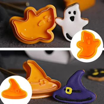 4BUC Dovleac de Halloween Fantoma Cookie Mucegai Tăietor de Biscuiti Alimente Grad Plastic Instrumente de Copt Petrecere de Ziua Cupcake DIY Home Supplies