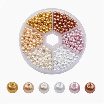 4mm Rotund de Sticlă Șirag de mărgele de Perle Seturi Liber Margele Spacer Culoare Mixt Pearlized pentru a Face Bijuterii DIY Brățară de mână despre 810pcs/cutie
