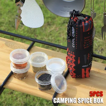 5 buc/pachet Multifuncțional 40ml Condimente Cutie Organizator Portabil Spice Sticla Set Camping, Picnic Condimente Plasă Sac de Depozitare