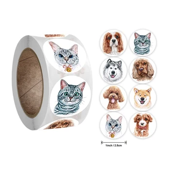 50-500pcs 1 inch rotund animale drăguț pisică câine autocolante rechizite colaj material Adeziv eticheta de afaceri mici de aprovizionare
