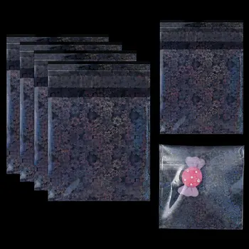 50pcs de Plastic Transparent, Ambalaje Holografic Flash Punga de Celofan DIY autoadezive Pungă de Bomboane Pungi pentru Afișare Bijuterii