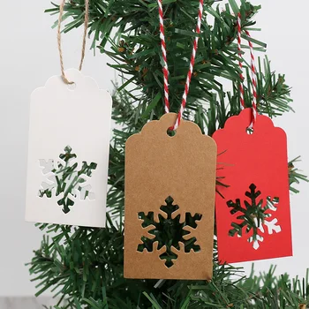 50pcs Scobite Fulg de nea Categorie Hârtie Kraft Etichete Carduri Hang Tag Copac Xmas Decor Decoratiuni de Craciun pentru Casa Noel Navidad 2022