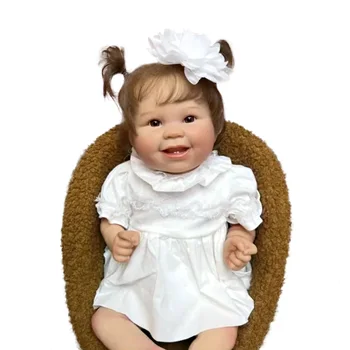 55CM Renăscut Baby Doll Juliana Zâmbet Minunat lucrate Manual, Pictate Realiste Bebe Nou-nascut Papusa Cu Rădăcini Păr Șaten Muñecas Para Ninas