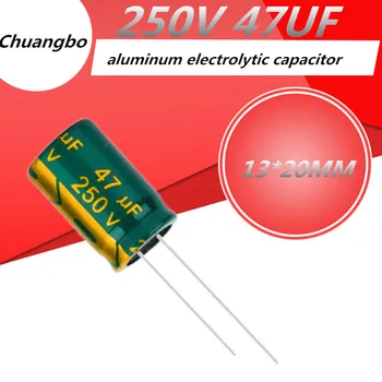 5pcs Higt calitate 250V47UF 250V 47UF 13*20MM low ESR/impedanță înaltă frecvență de aluminiu electrolitic condensator 250V 47UF 13*20MM