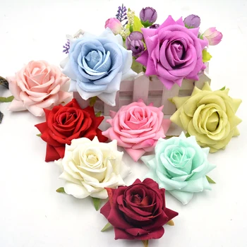 5Pcs/lot 7cm Mare Trandafir de Mătase Artificială de Flori de Trandafir Cap Pentru Decor Nunta cu Flori DIY Coroană de flori Cadou Clip Art Fals Flori