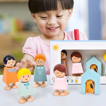 5Pcs Montessori Educația Timpurie a Copiilor de Caractere Blocuri Cunoaștere Copilul Familiei Jucarii Dezvoltare Jucarii