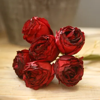 6 capete/ buchet de Trandafir Retro flori Artificiale Decor Acasă Mătase Fals Trandafiri Flori artificiale, flori pentru Nunta DIY decorare