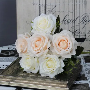 6 Capete de Trandafir Alb Flori Artificiale de Mătase de Înaltă Calitate pentru Decor Nunta Iarna Fals Flori Mari Roșii pentru Decor Acasă Toamna