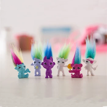 6pcs/lot de Păr Colorat Troll Doll Membrii Familiei Par Troll Leprocauns Troli Jucărie Cadouri