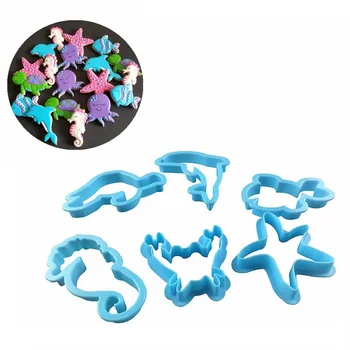 6pcs/set din Plastic Animale Creatură a Mării Cutter Cookie Zahăr Meserii Mucegai Copii Biscuit de Ciocolata Mucegai Instrument Decorativ
