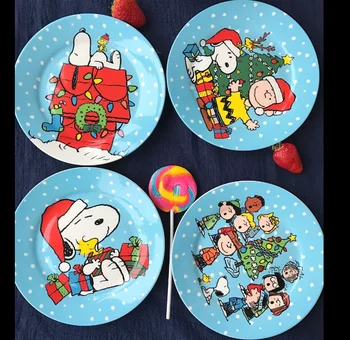 7 Inch Snoopy Colectia De Craciun Ceramice Mic Dejun, Gustări Placa Decor Tacamuri Copil De Desene Animate Anime Kawaii Jucărie Copil Cadou